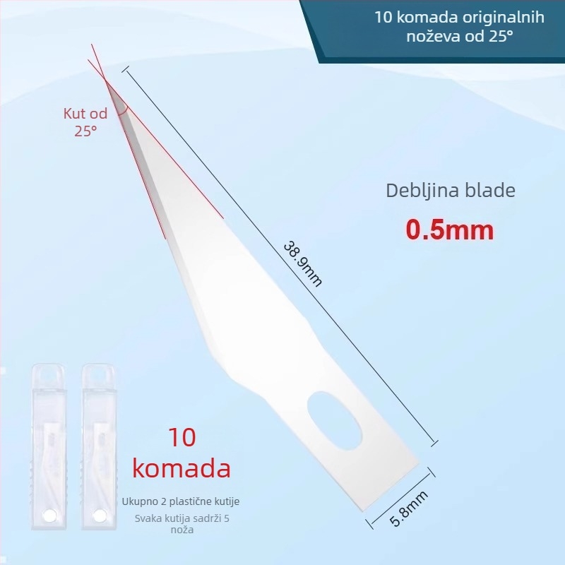 Nego za hobije s jezgrom od aluminijske šipke i oštrice od legiranog čelika; težina 10; ukupna duljina 10