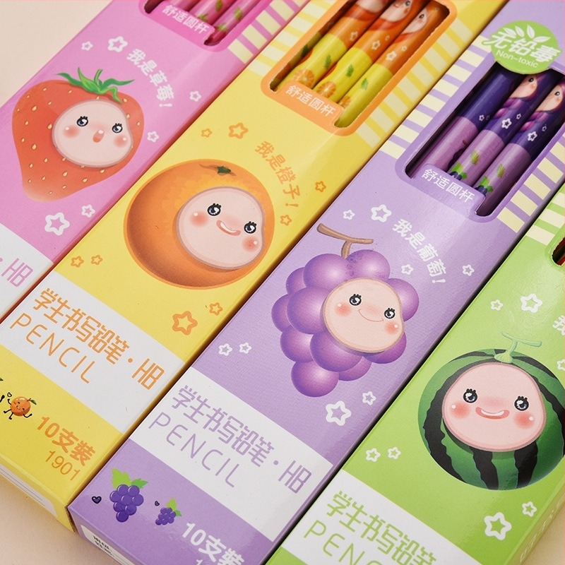 Shunfu drveni karikatura olovka set s voćnim motivom, u kutiji, model 1901