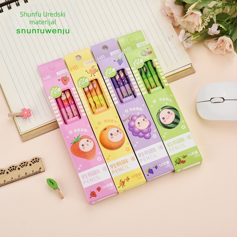 Shunfu drveni karikatura olovka set s voćnim motivom, u kutiji, model 1901