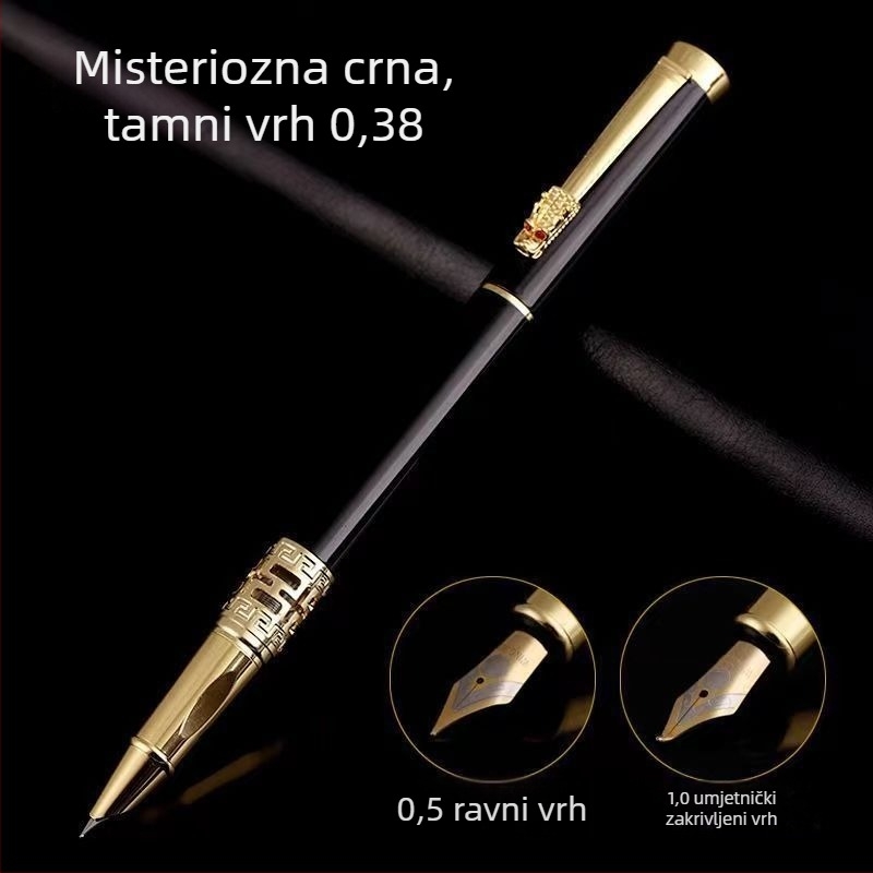 Metalno pero s glavom zmaja, šuplji dizajn, za učenike i odrasle, kaligrafija, potpisi i skice, poklon kutija