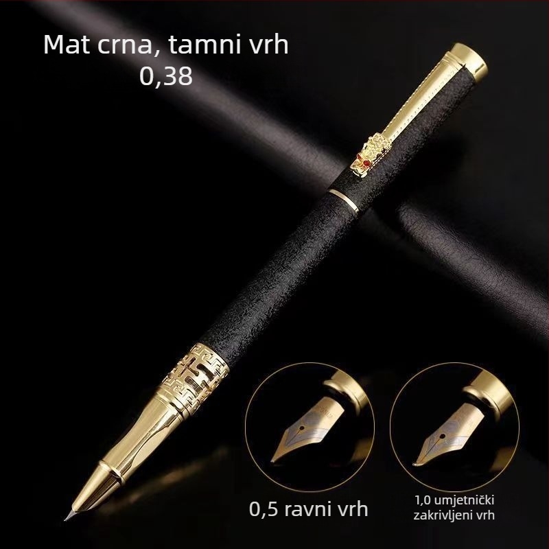 Metalno pero s glavom zmaja, šuplji dizajn, za učenike i odrasle, kaligrafija, potpisi i skice, poklon kutija