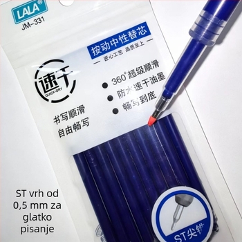 Refil za pero – LALA, 0,5 mm, standardni kapacitet, za neutralno pero, plastično kućište