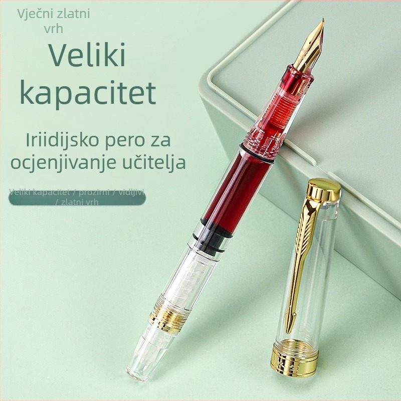 Fountain pen s velikim kapacitetom i prozirnim tijelom za nastavnike (označavanje zadataka; prilagodba logotipa)