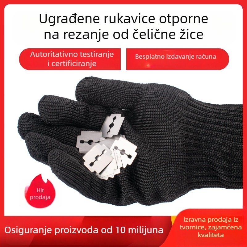 Hard Shield rukavice otporne na rez s jezgrom od čelične žice, debeli, petstupanjski taktički dizajn za sigurnost i spašavanje