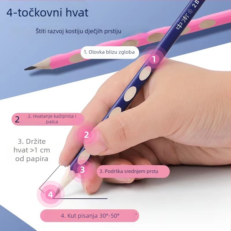 Drvena 2B trokutna ergonomska olovka za učenike osnovne škole – za pisanje