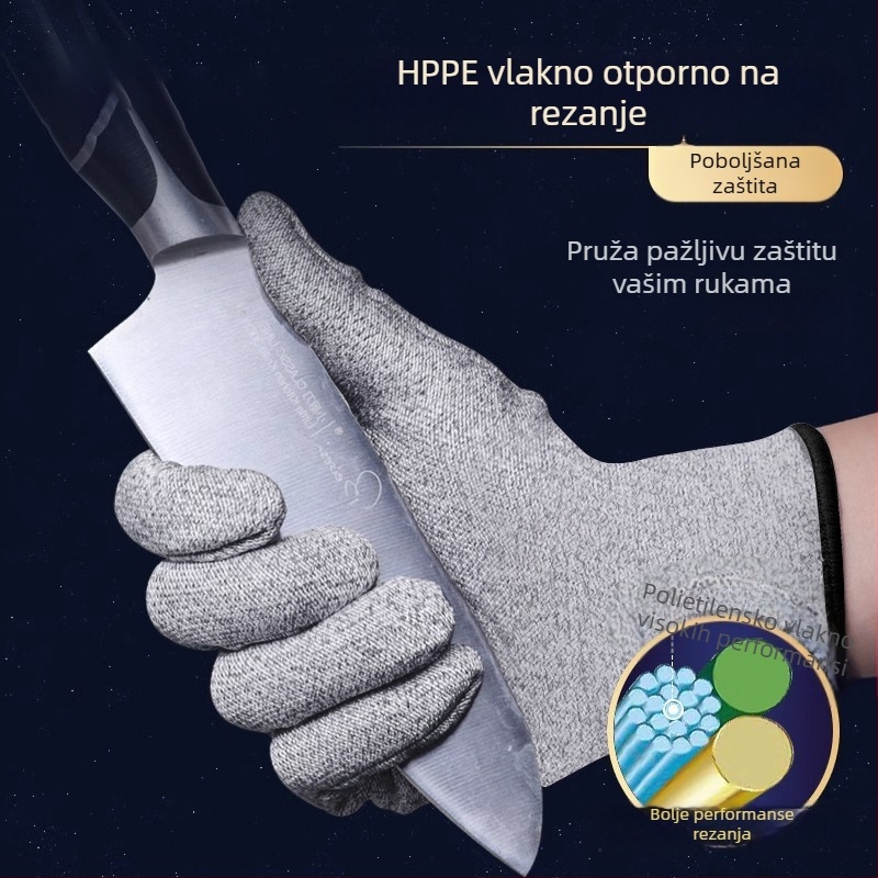 HPPE rukavice otporne na rezanje za industrijsku obradu stakla, vlakna visokog učinka, prozračne i otporne na kidanje