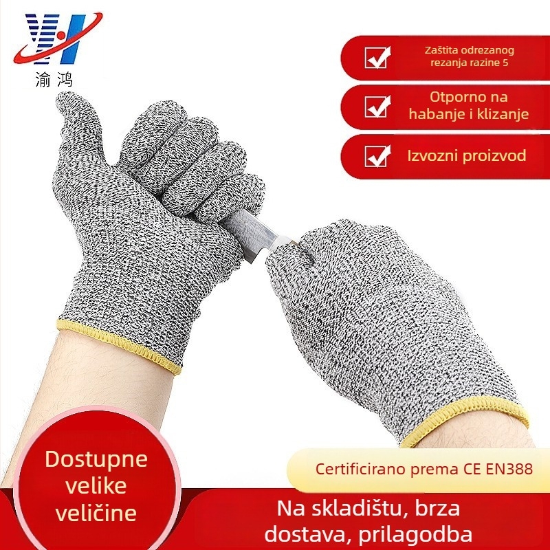 Rukavice protiv posjekotina, 5. razina, Yuhong, HPPR, pogodne za kuhinju, staklo, rukovanje, obradu drva, klanje, rezanje, radionice