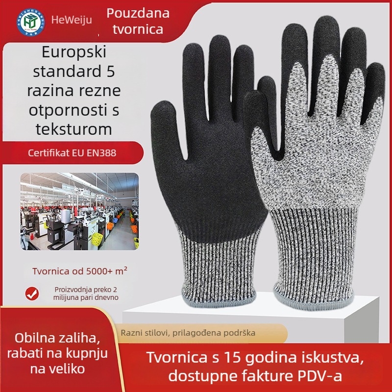Industrijske radne rukavice s HPPE anti-cut vlaknom, TPR zaštita za zglobove, apsorpcija udara i protuklizni zahvat, pogodne za tvornice i teški industrijski sektor