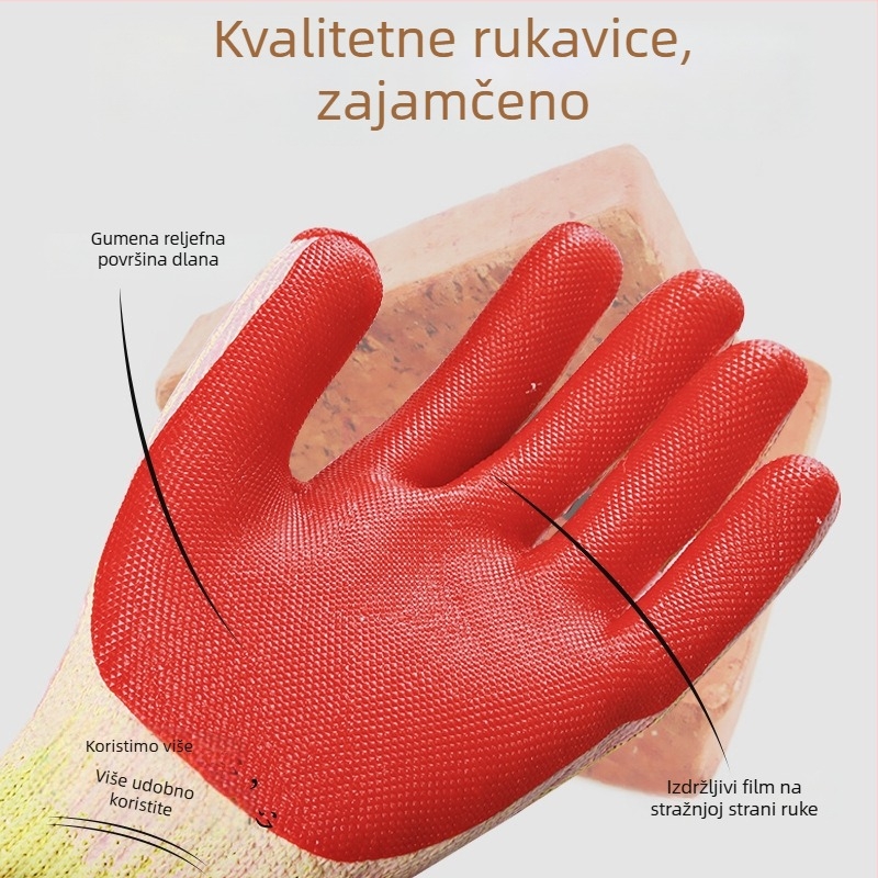 Originalne radne rukavice Wolf Line Notes, protuklizne, otporne na habanje, otporne na rezanje, gumene rukavice za gradilište