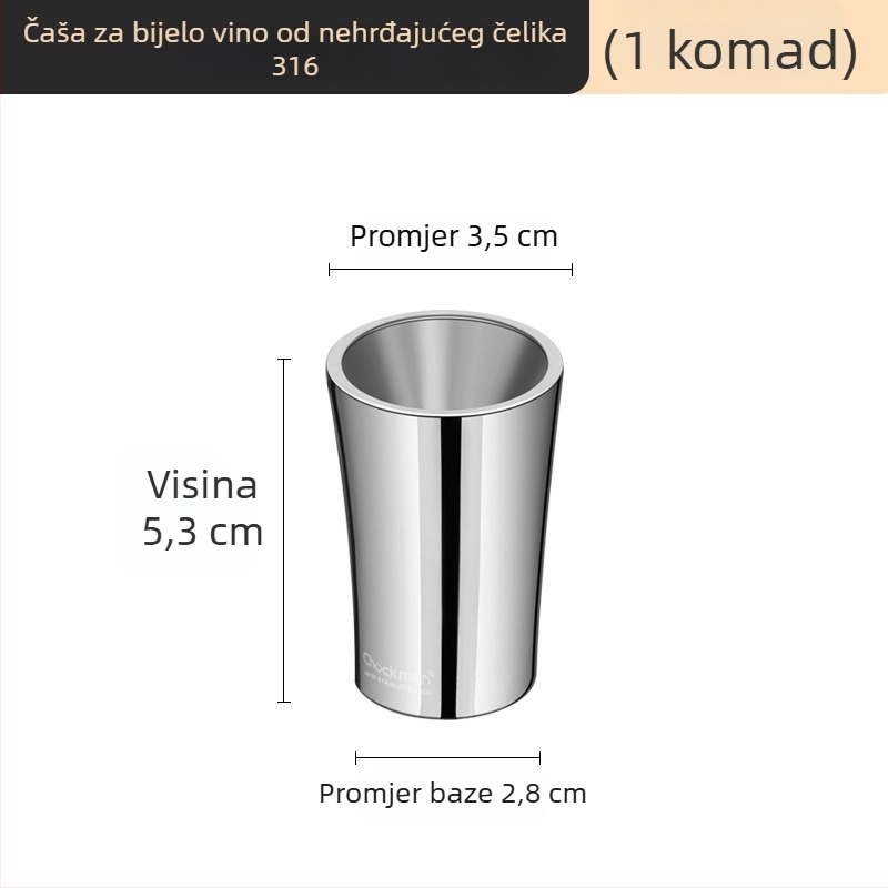 Clang čaša od nehrđajućeg čelika 316, kapacitet 1–100 ml, moderni minimalistički dizajn