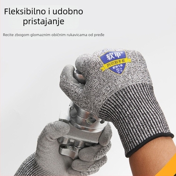 Dengsheng Mekane rukavice s mekanim oklopom 659, PU dlan potopljena, 13 niti, razina 5 protiv rezanja