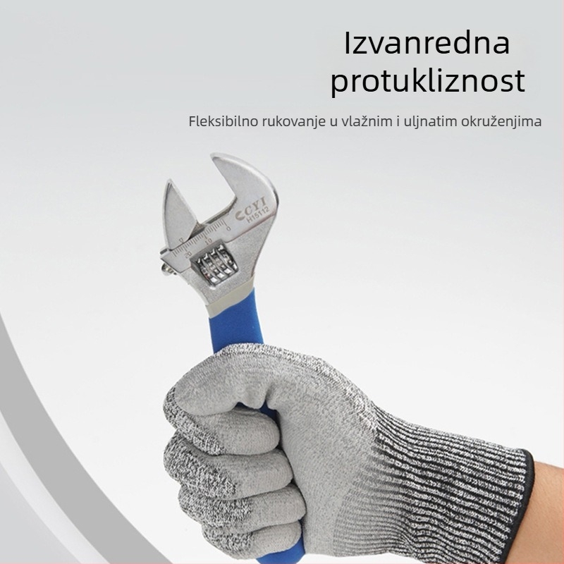 Dengsheng Mekane rukavice s mekanim oklopom 659, PU dlan potopljena, 13 niti, razina 5 protiv rezanja
