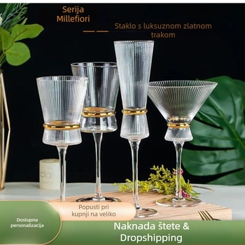 Set staklenih posuda za vino bez olova, lagani luksuzni retro stil, 1 komplet s logom