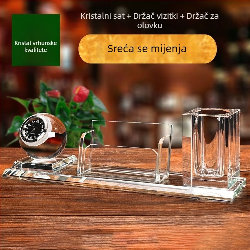 Kutija za vizitke za recepciju s poklopcem koji se naginje i držačem olovke – elegantna stolna dekoracija hotela