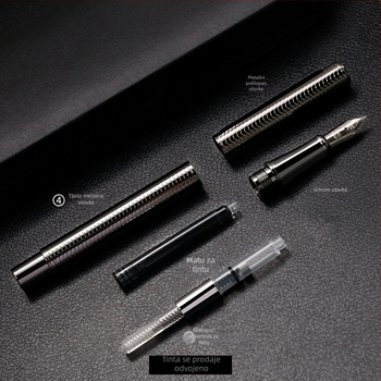 Metalna reklamna darovna olovka, model 639, rotacijski sustav upijanja tinte, vrh od nehrđajućeg čelika, tisak logotipa, mogućnost prilagodbe