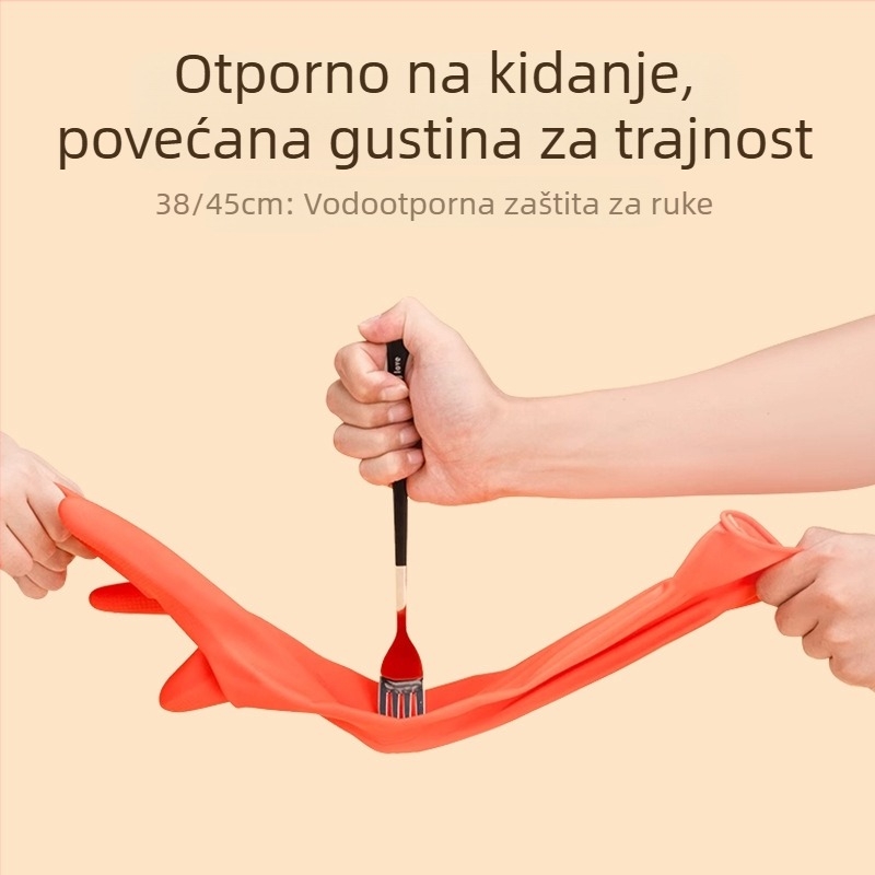 Rukavice za kućnu upotrebu za čišćenje s prirodnim lateksom, vodootporne, otporne na rez, otporne na trnje, sjajna podstava