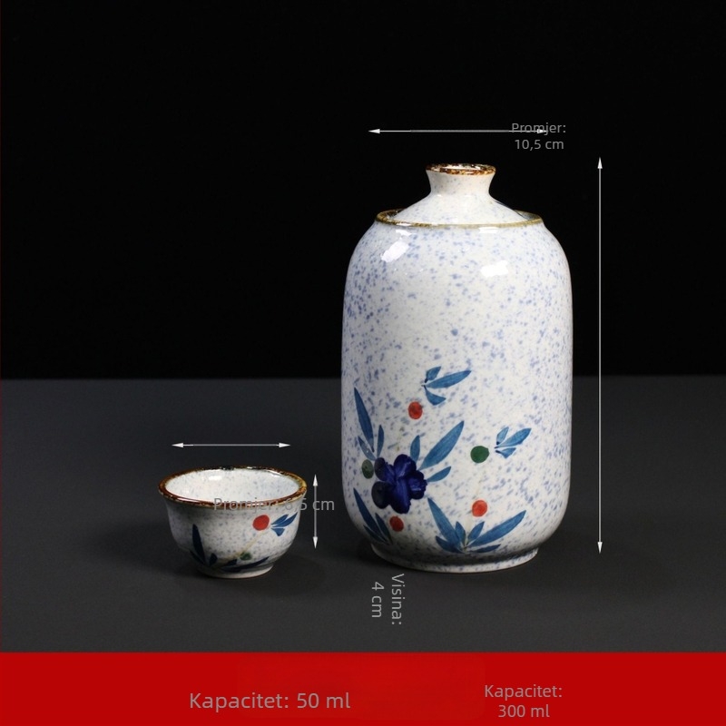 Keramička posuda za grijanje vina u japanskom stilu, retro dizajn, s otisnutim logom
