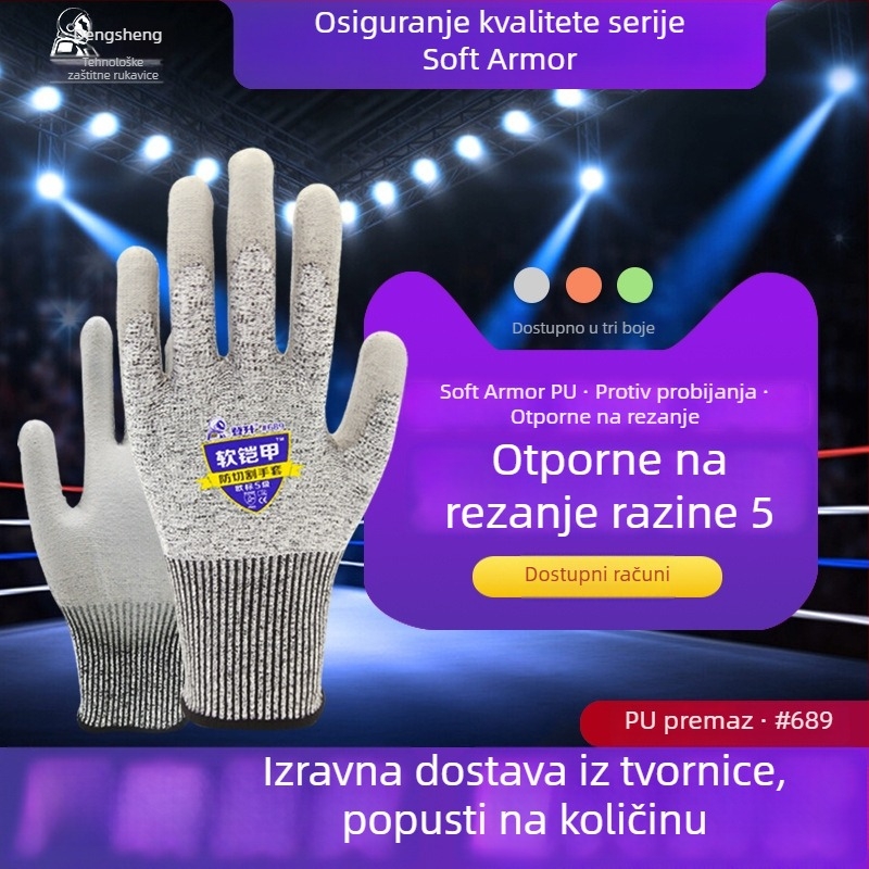 Rukavice otporne na rezanje i probijanje, razina 5, za rezanje mesa, preradu stakla i drvodjelstvo
