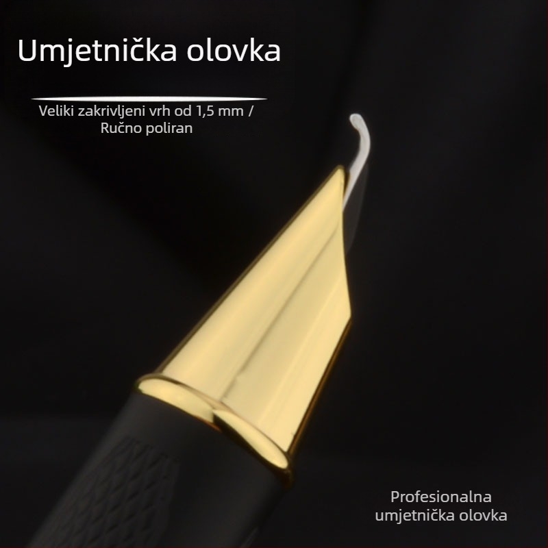 Eternal Life 9390 kaligrafska olovka s zakrivljenim vrhom, za poslovnu i studentsku praksu, ručno poliran zlatni vrh