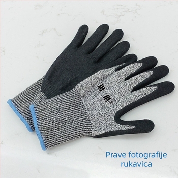 Rukavice otporne na rez s nitrilnim premazom, S5033.N5, HPPE materijal, protuklizne i otporne na ulje, za industrijsku upotrebu