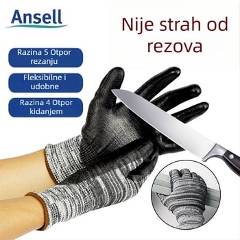 ANSELL rukavice za rezanje s PU premazom na dlanu, pet razina, industrijske namjene, materijal od kemijskih vlakana