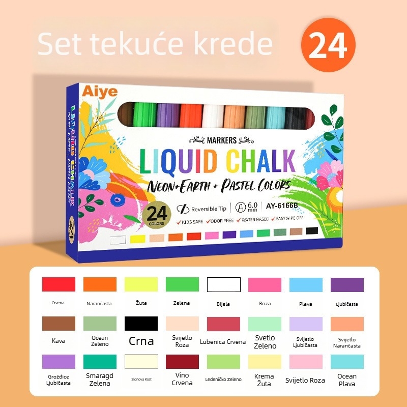 TOUCHSCHOOL 6166B Dvostrani Tekući Kreda Marker, Izbrisiv, PP Kućište, Pakiranje U Boji Kutija