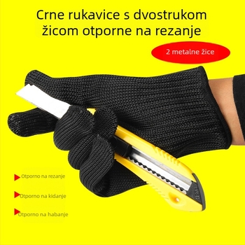 Guohong rukavice protiv rezanja s dva čelična vlakna – vlakno polietilenena i nehrđajući čelični žica, otporne na rezanje, za zaštitu i sigurnost, s punim prstom