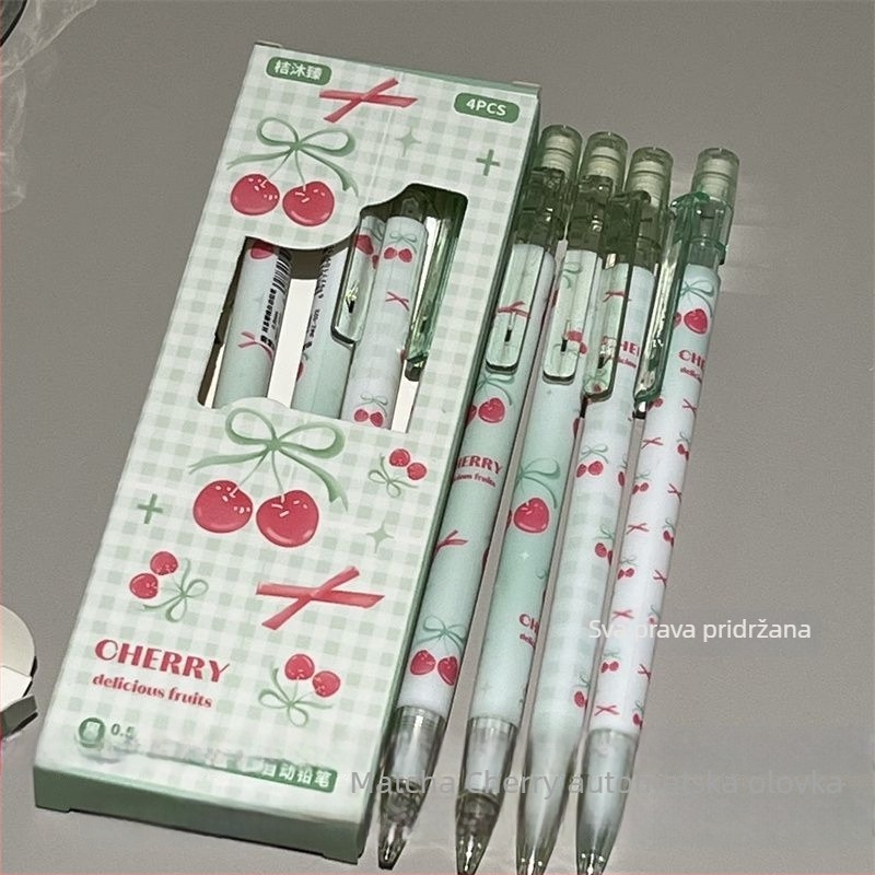 Matcha Cherry automatska mehanička olovka 0.5 mm, Ins stil, za učenike, otporno grafitno jezgro
