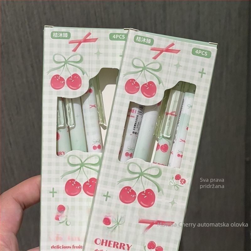 Matcha Cherry automatska mehanička olovka 0.5 mm, Ins stil, za učenike, otporno grafitno jezgro