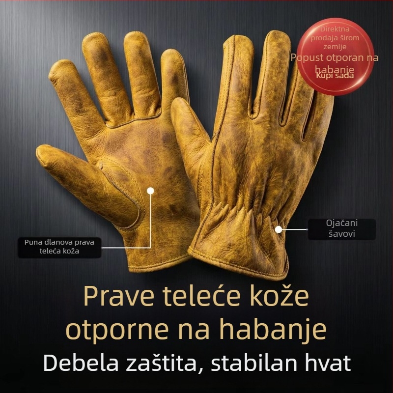 Crne rukavice za zaštitu od kravljeg kože, udobne i otporne na habanje za rad na otvorenom i zavarivanje