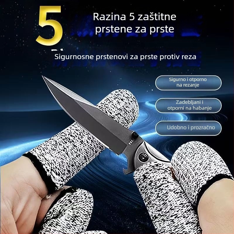 5 razina zaštitnih prstnih navlaka protiv posjekotina za obradu drva – HPPE s najlonskom podstavom, ponovno upotrebljive, model A001