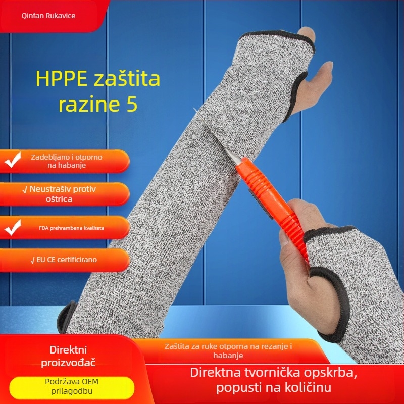 Qin Sail HPPE rukav za zaštitu ruke, razina 5, otporan na rezanje – za vrtne poslove i rad na otvorenom