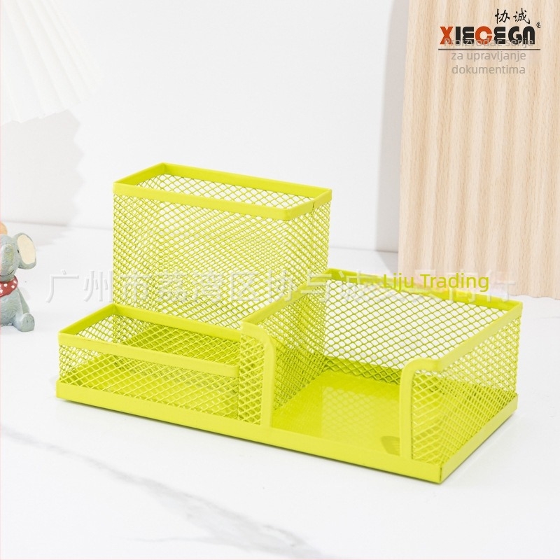 Metalni držač olovaka s tri odjeljka za stol — kvadratnog oblika, marka Sincerity, model X8003