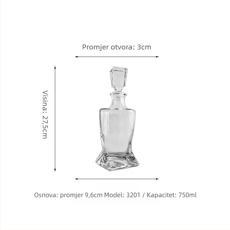 Staklene boce za vino, set od 5 komada s čepom, kapacitet 701–800 ml, prilagodljivo tiskanje logotipa