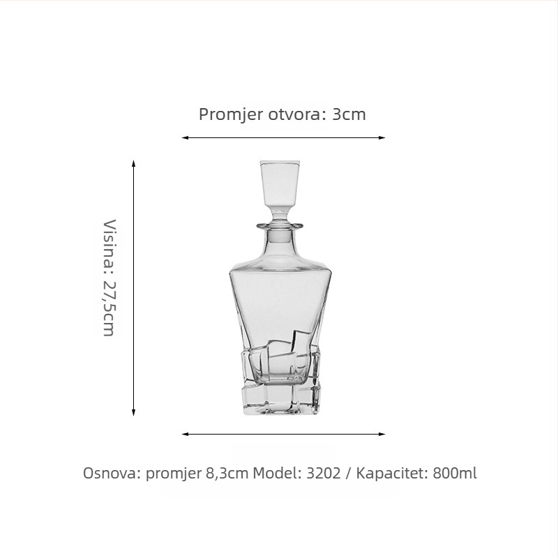 Staklene boce za vino, set od 5 komada s čepom, kapacitet 701–800 ml, prilagodljivo tiskanje logotipa