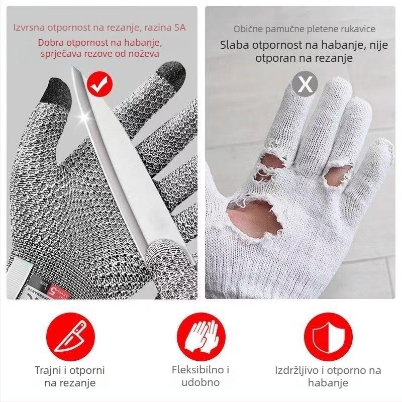 Rukavice protiv porezotine za obradu hrane, PE materijal, zaštita ruku pri rezanju