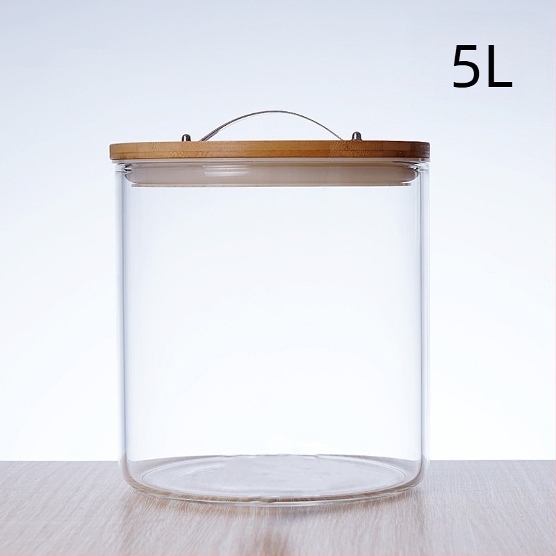 Set za piće: borosilikatno staklo s enzimskim barilom i slavinom, veliki kapacitet, poklopac od bambusa, zatvoren