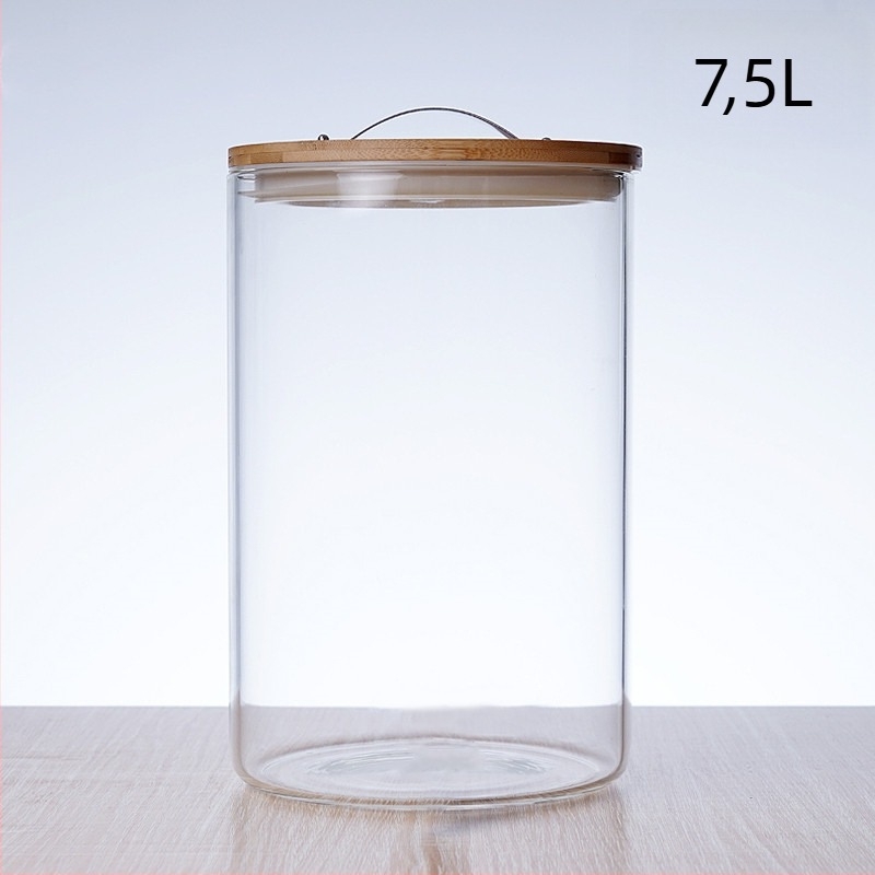Set za piće: borosilikatno staklo s enzimskim barilom i slavinom, veliki kapacitet, poklopac od bambusa, zatvoren