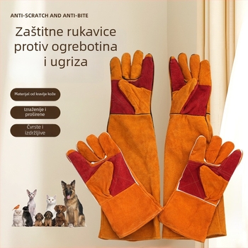 Wanjia rukavice za obuku pasa od teleće kože – otporne na rezanje i probadanje, zaštita od ugriza