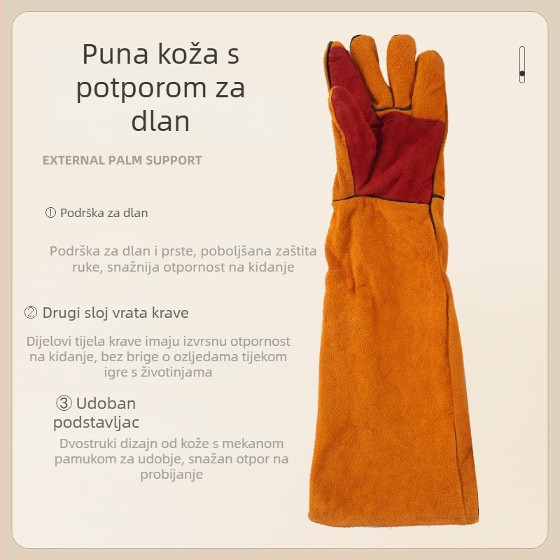 Wanjia rukavice za obuku pasa od teleće kože – otporne na rezanje i probadanje, zaštita od ugriza