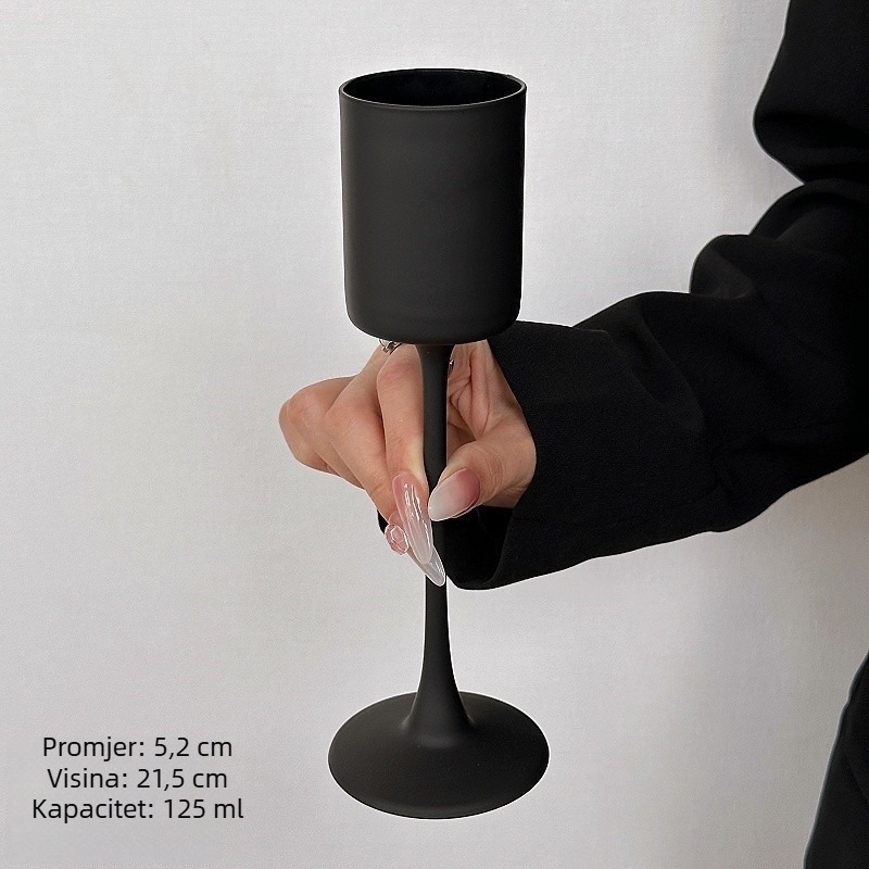 Čaša za vino s mat završetkom, INS stil — uspravni cilindrični oblik, duga noga, kapacitet 101–200 ml