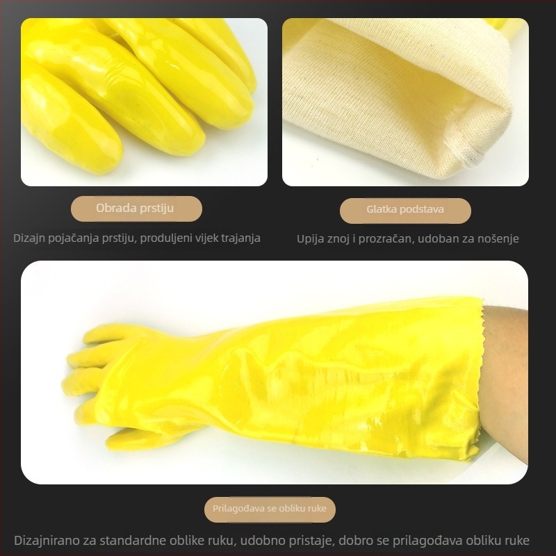 Chunlei 045 Industrijske gumene rukavice otporne na ulje, kiseline i baze, prekrivene latex-PVC premazom, antikorozivne