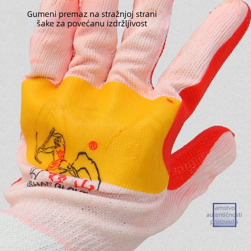 Debele gumene rukavice za zaštitu od posjekotina, otporne na habanje i protuklizne za premještanje cigli na gradilištu