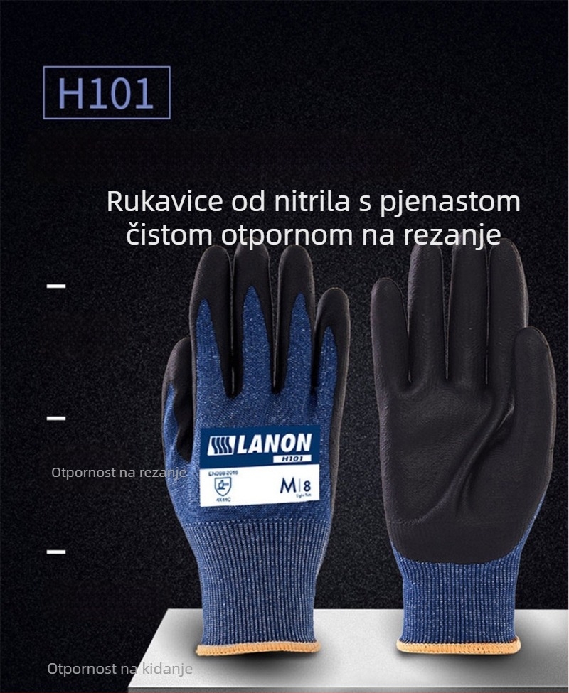 Lanlang H101 Nitrilne rukavice otporne na rezanje — Model: H101, Materijal: nitril, Duljina: L, Funkcija: Zaštita od rezanja