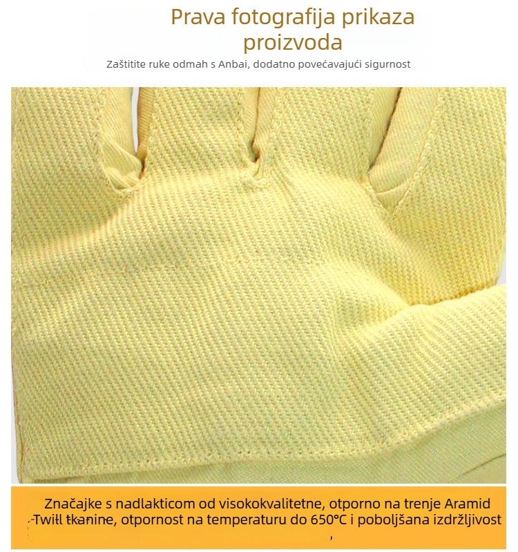 Industrijske rukavice od aramidnih vlakana, otporne na visoke temperature do 650°C, duljina 36/45 cm