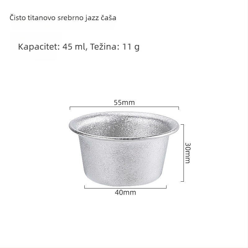 Čisto titanijsko kristalno čašica za sake — 8 g, kapacitet 1–100 ml, prenosni titanijski set za vino