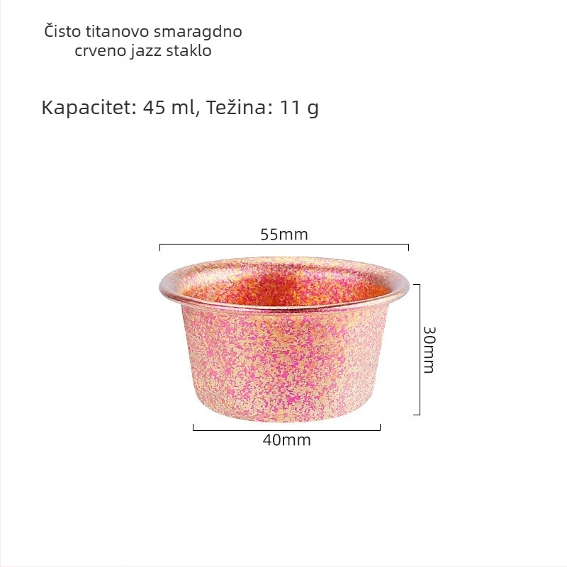 Čisto titanijsko kristalno čašica za sake — 8 g, kapacitet 1–100 ml, prenosni titanijski set za vino