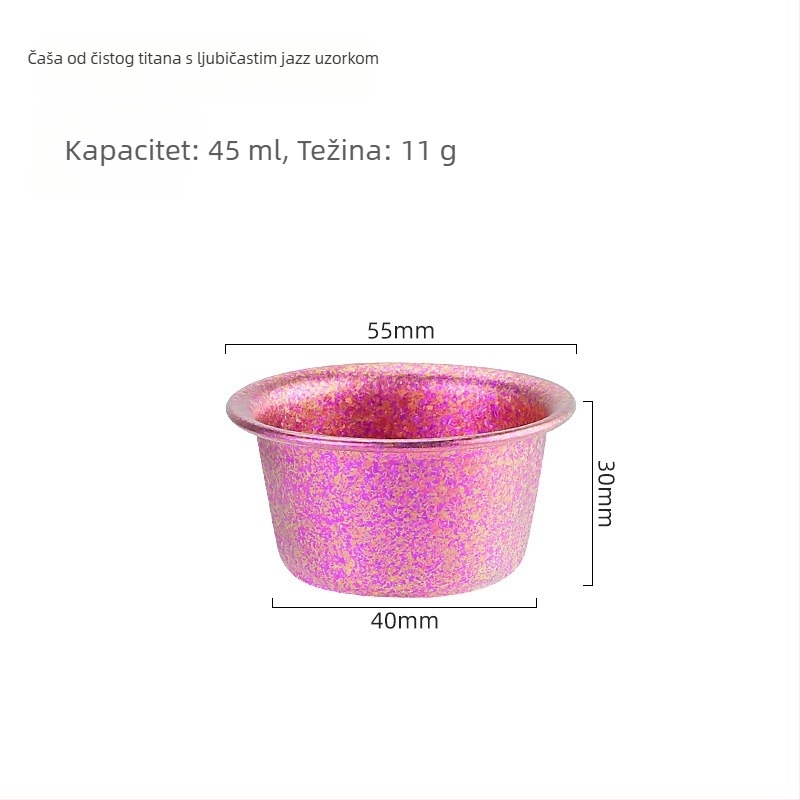 Čisto titanijsko kristalno čašica za sake — 8 g, kapacitet 1–100 ml, prenosni titanijski set za vino