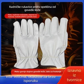Kožne rukavice za posao od teleće kože za zavarivanje i vožnju na otvorenom, otporne na toplinu, otporne na rezanje, otporne na habanje, za zavarivanje