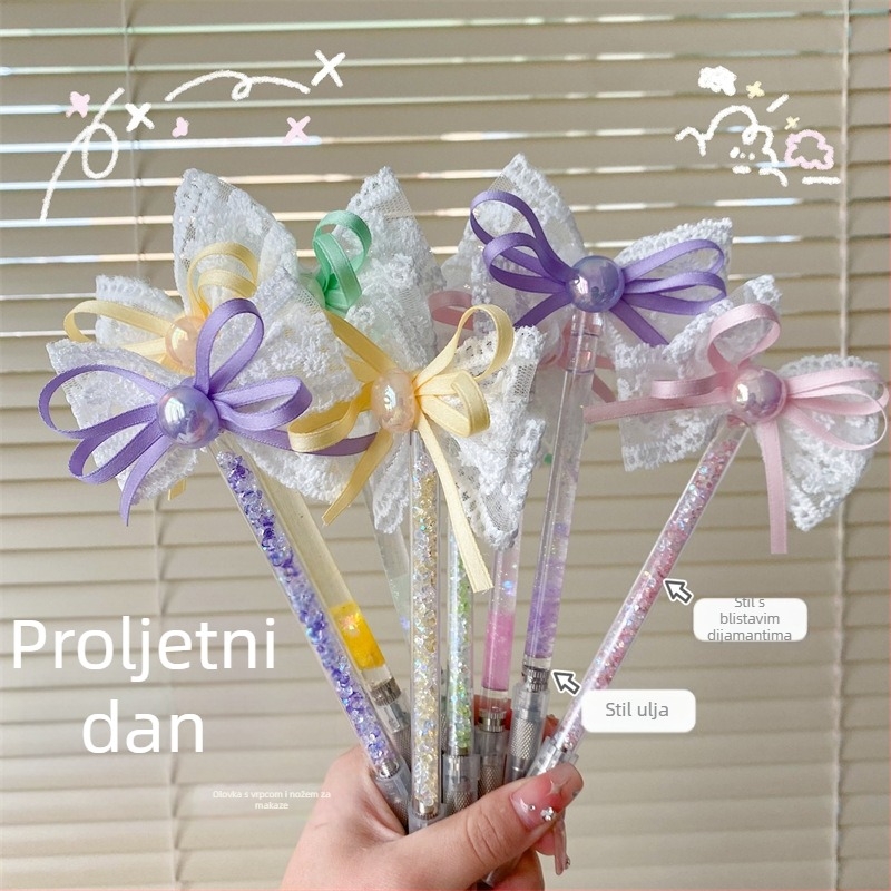 Nož za ručne radove sa zamjenjivim oštricama, dekorativna mašna od vrpice i čipke s kristalima, model k23012